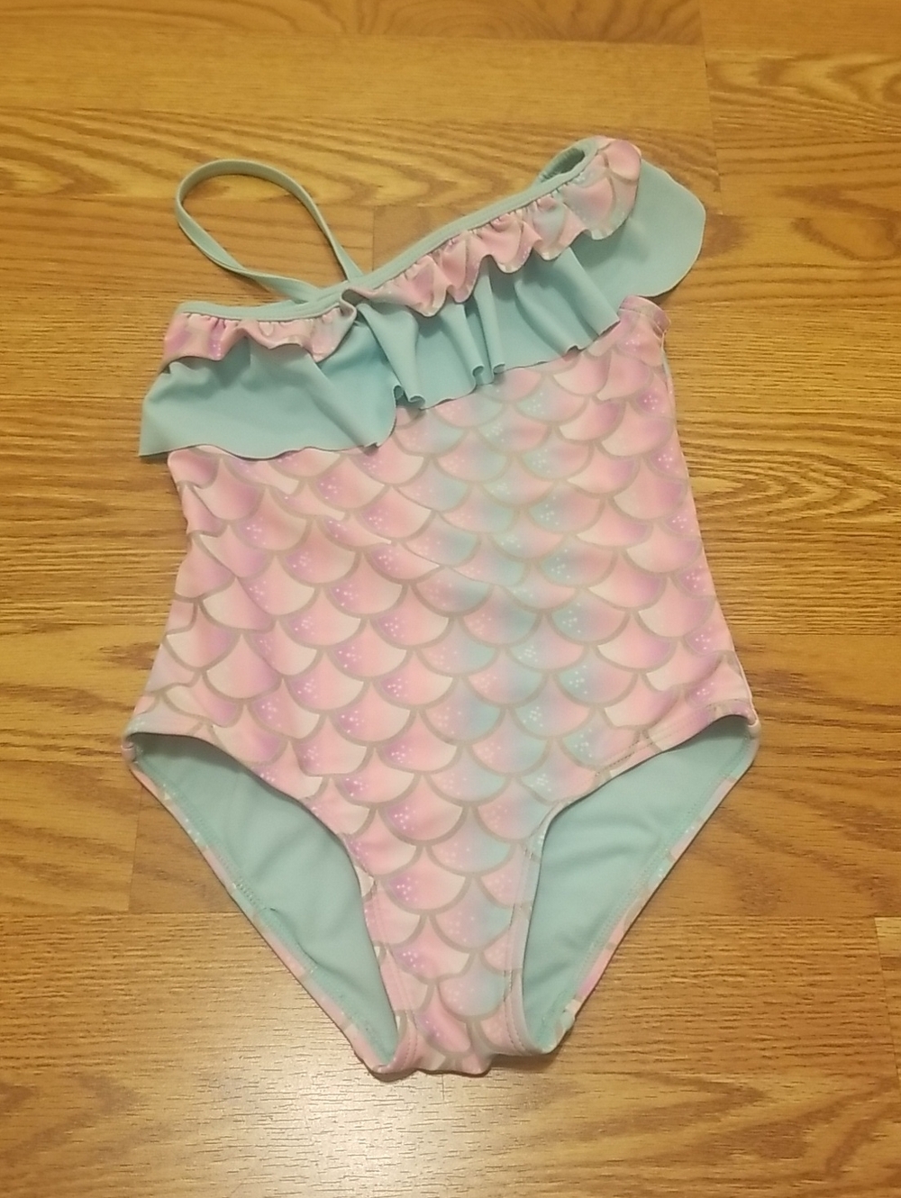 SO Girls Pink and Aqua Mermaid Scale One-Piece Swimsuit